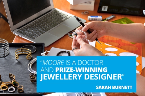 ”Sarah Burnett-Moore is a doctor and prize-winning jewellery designer’